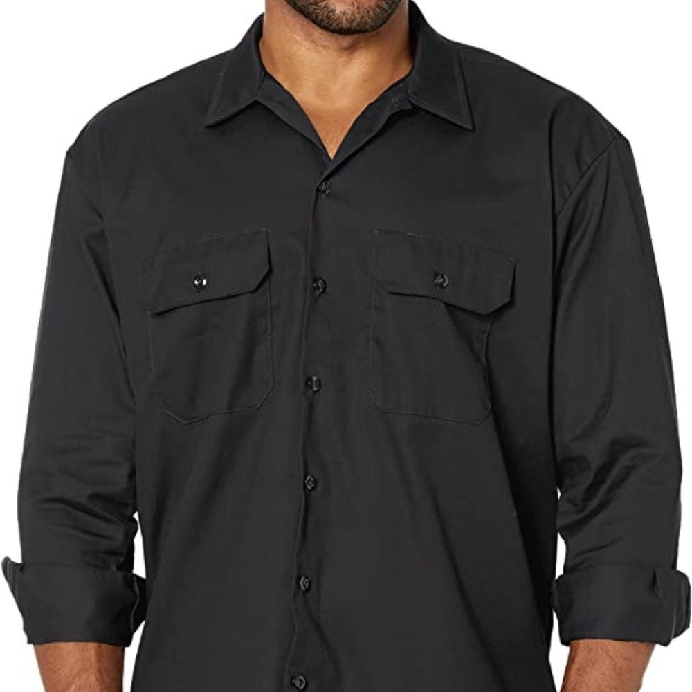 Dickies Men's Work Shirt Size XL Black Relax Fit 574 Long Tail Easy Care (NEW)